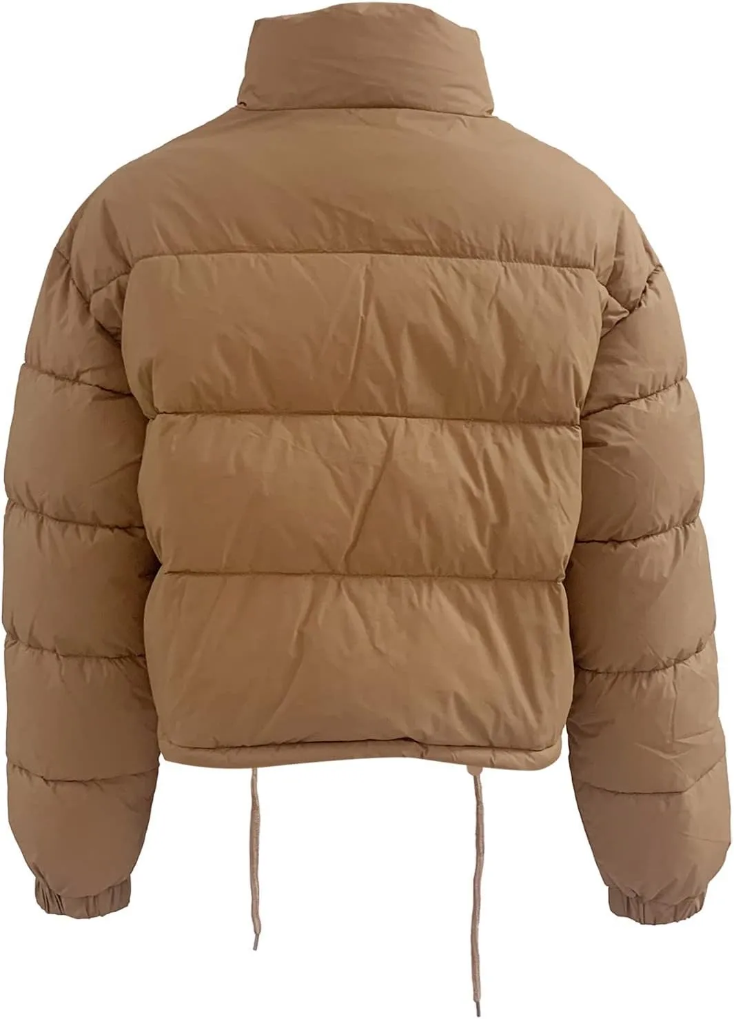 Women's Cropped Down Coats Winter Long Sleeve Zip Puffer Parkas Jacket Baggy Coat Fashion Solid Color Jackets 2023