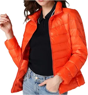 Womens Cropped Packable Puffer Jacket Lightweight Warm Hooded Long Sleeve Down Coat 2024 Winter Outdoor Outing Coats