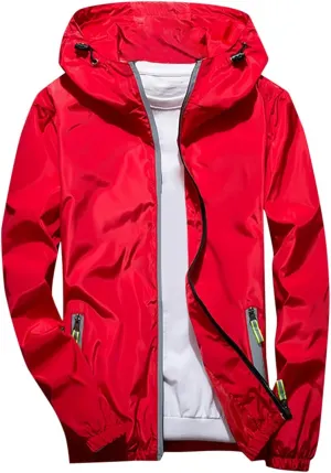 Women's Cycling Windbreaker Jacket, Waterproof Running Workout Rain Jackets, Packable Reflective Hiking Hoodie