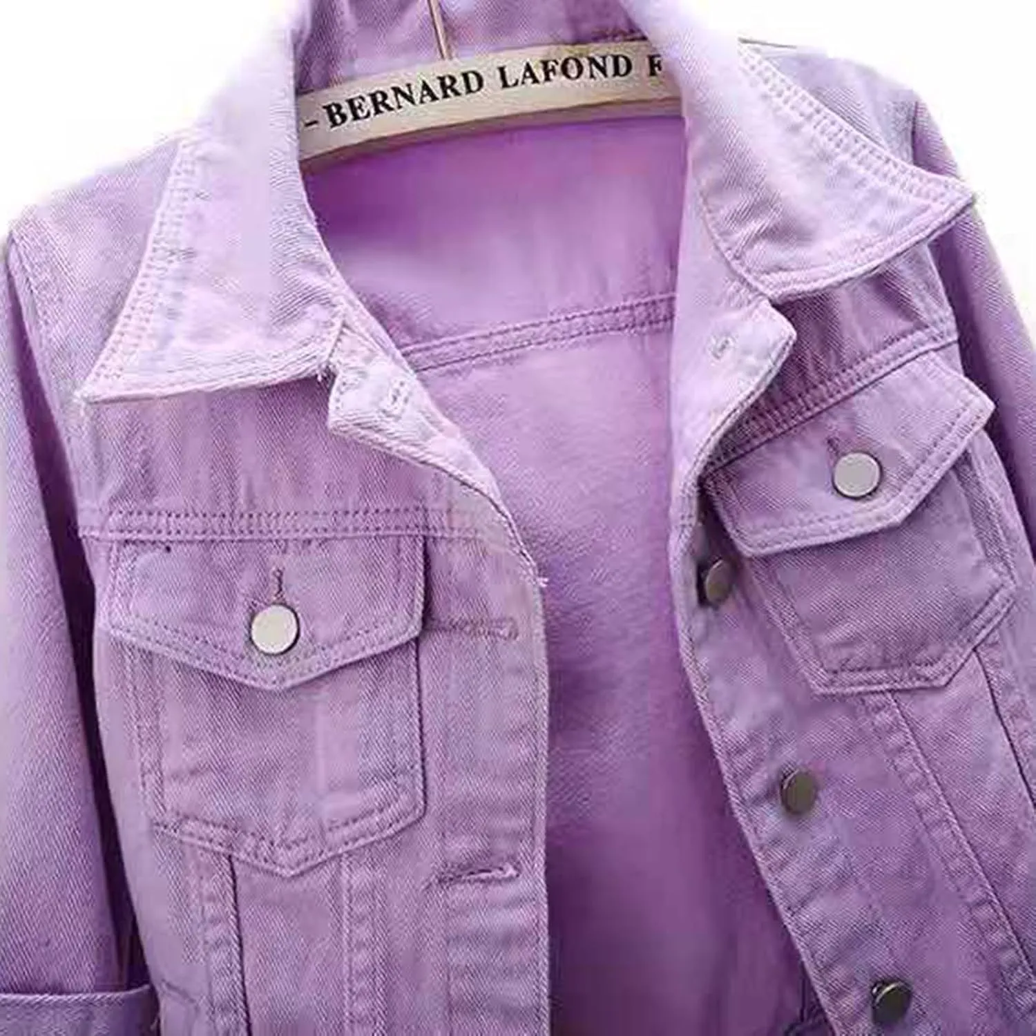 Women's Denim Jacket 3/4 Sleeve Cropped Jackets Lapel Button Down Cardigan Jean Jackets Casual Cute Trucker Coats
