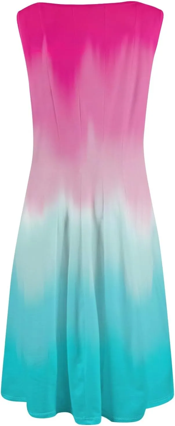 Womens Dresses Summer 2025 Empire Waist Sundresses Tank Dress Sleeveless Floral Dress Ruffle Dresses with Pockets