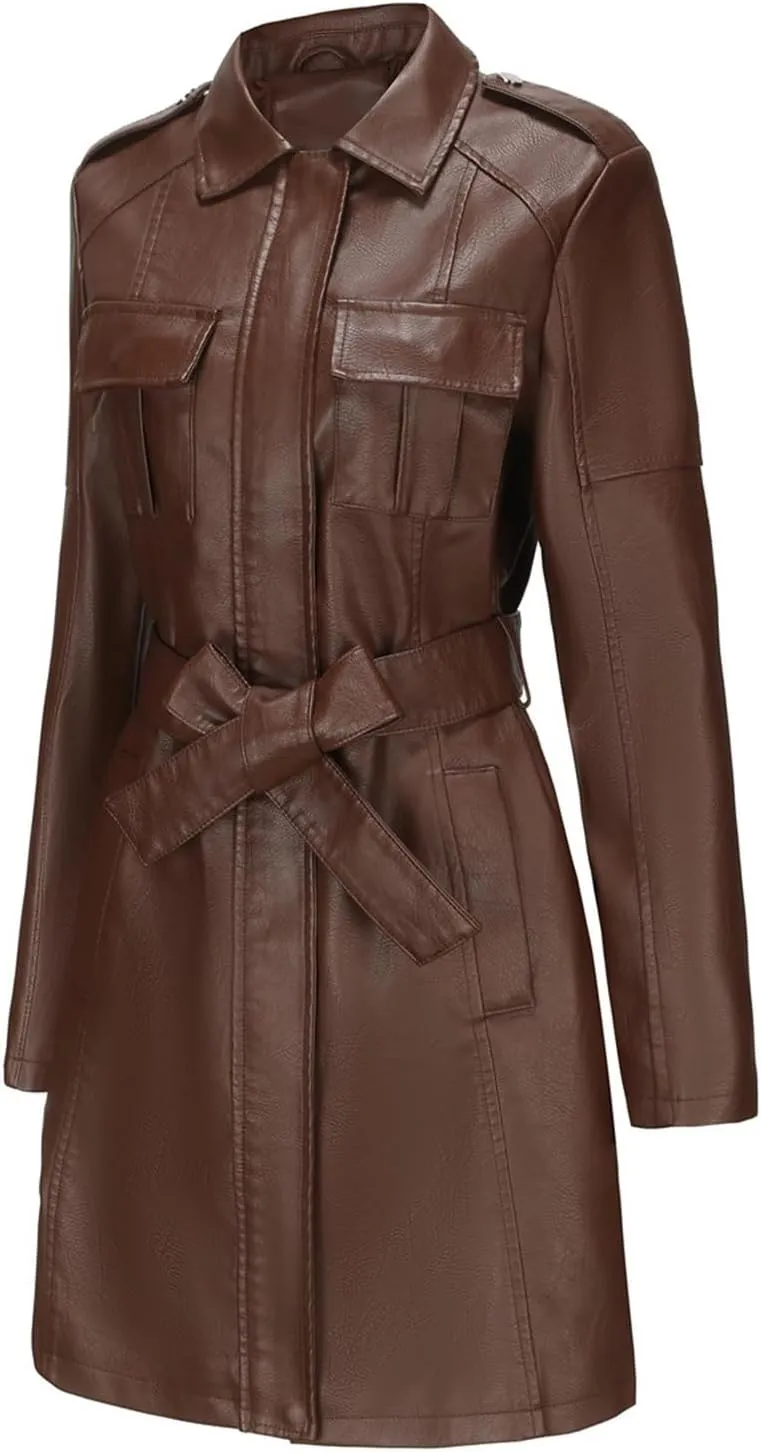 Women's Faux Leather Jackets, Zip up Moto Biker Coat, Short PU Motorcycle Outwear