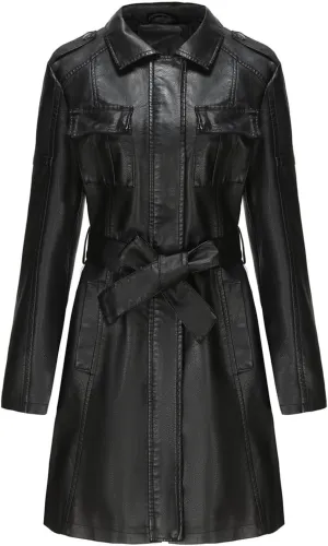 Women's Faux Leather Jackets, Zip up Moto Biker Coat, Short PU Motorcycle Outwear