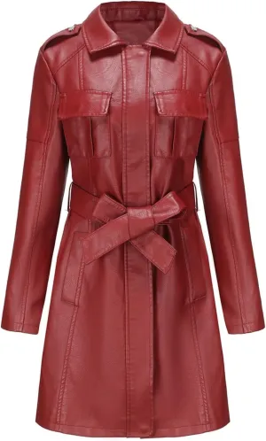 Women's Faux Leather Jackets, Zip up Moto Biker Coat, Short PU Motorcycle Outwear