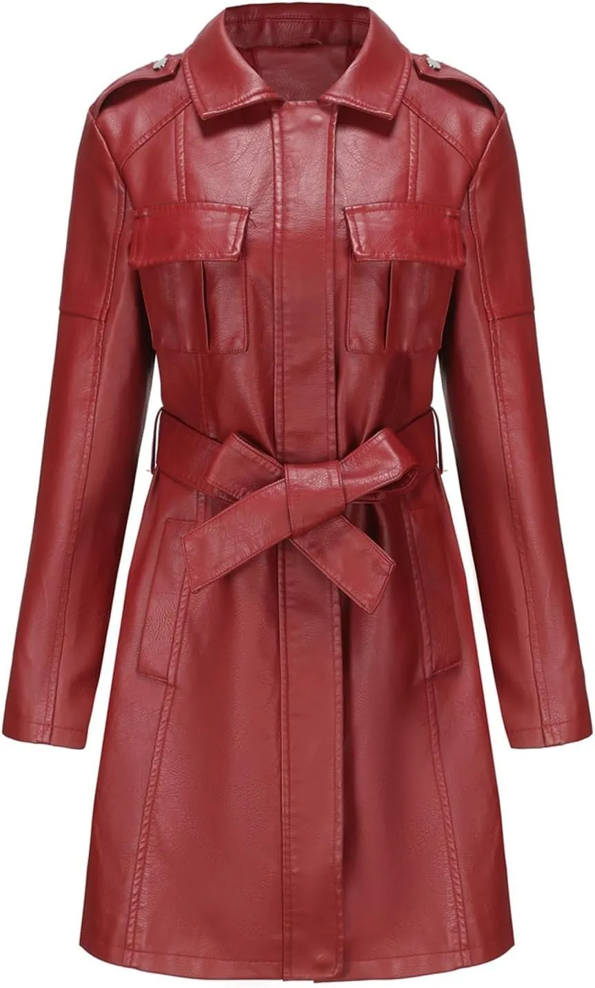 Women's Faux Leather Jackets, Zip up Moto Biker Coat, Short PU Motorcycle Outwear
