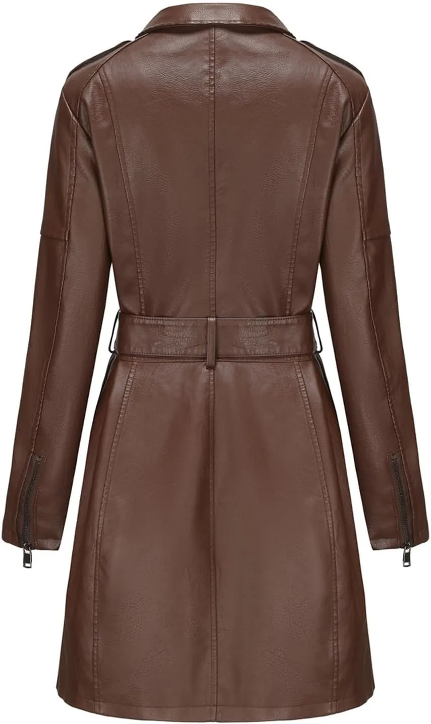 Women's Faux Leather Jackets, Zip up Moto Biker Coat, Short PU Motorcycle Outwear