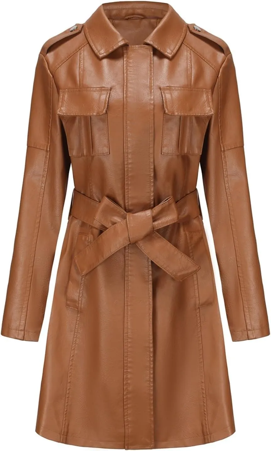 Women's Faux Leather Jackets, Zip up Moto Biker Coat, Short PU Motorcycle Outwear
