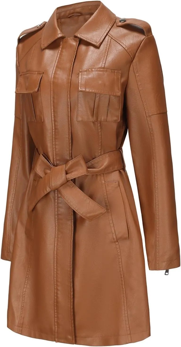 Women's Faux Leather Jackets, Zip up Moto Biker Coat, Short PU Motorcycle Outwear