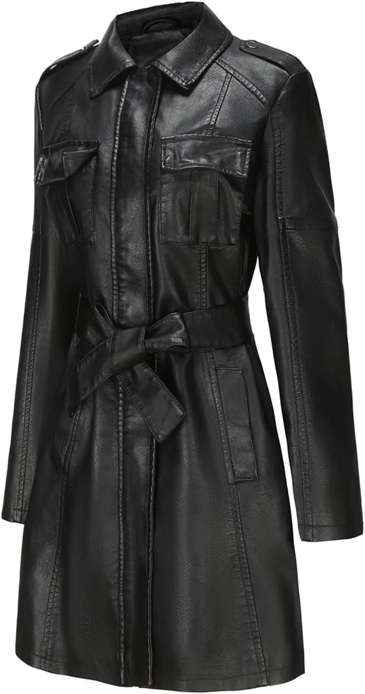 Women's Faux Leather Jackets, Zip up Moto Biker Coat, Short PU Motorcycle Outwear
