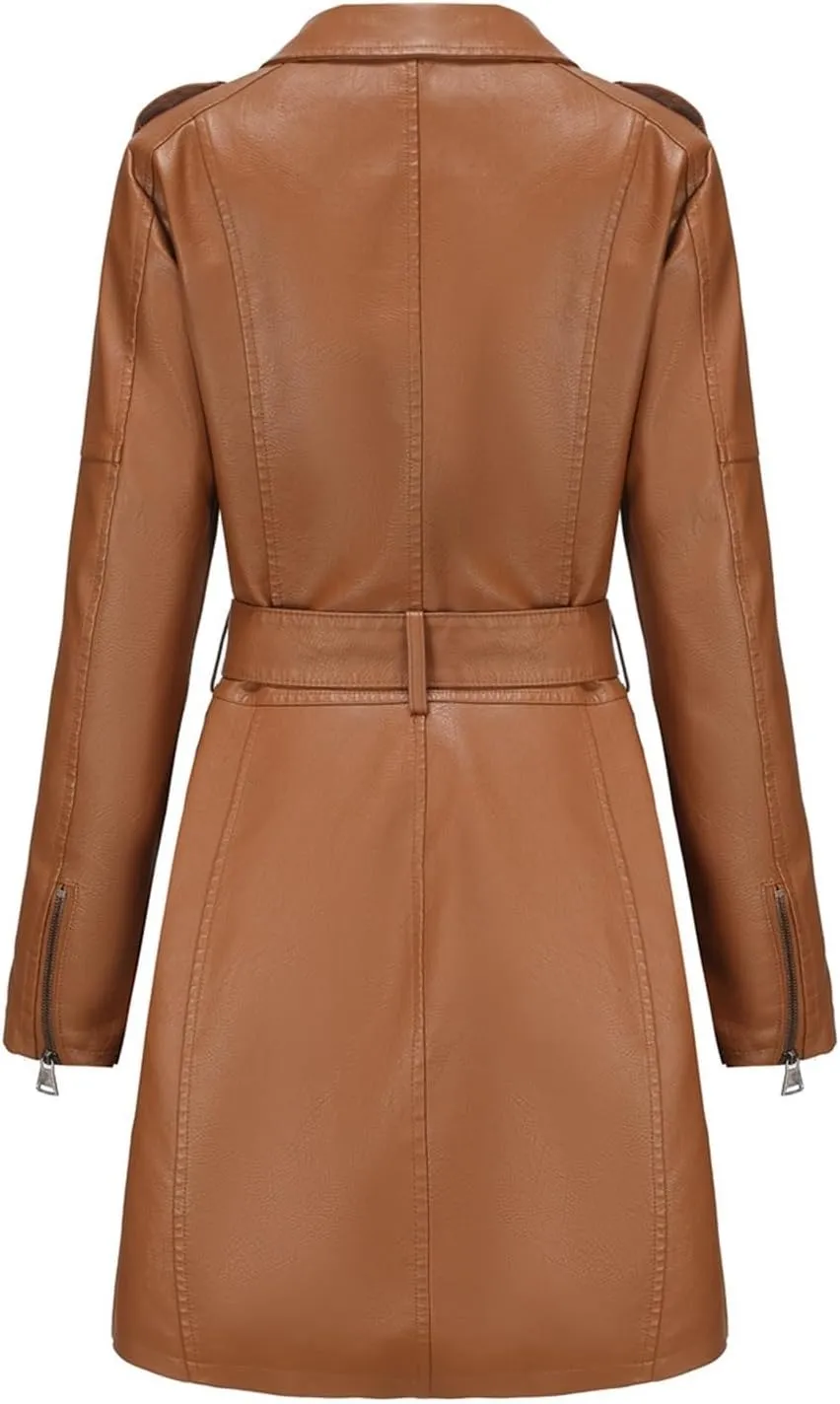 Women's Faux Leather Jackets, Zip up Moto Biker Coat, Short PU Motorcycle Outwear