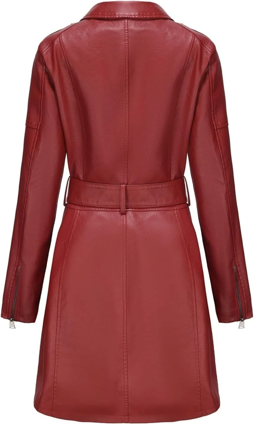 Women's Faux Leather Jackets, Zip up Moto Biker Coat, Short PU Motorcycle Outwear