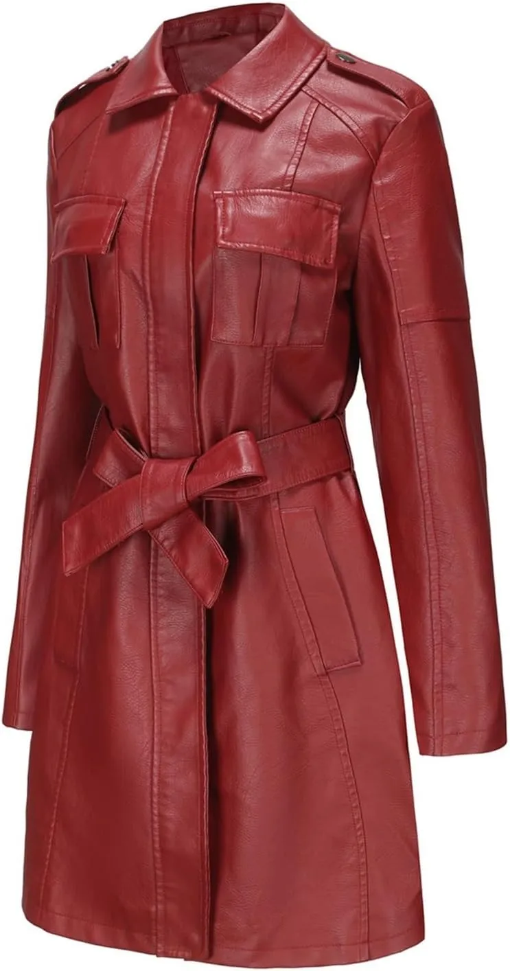 Women's Faux Leather Jackets, Zip up Moto Biker Coat, Short PU Motorcycle Outwear
