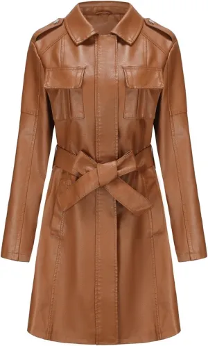 Women's Faux Leather Jackets, Zip up Moto Biker Coat, Short PU Motorcycle Outwear