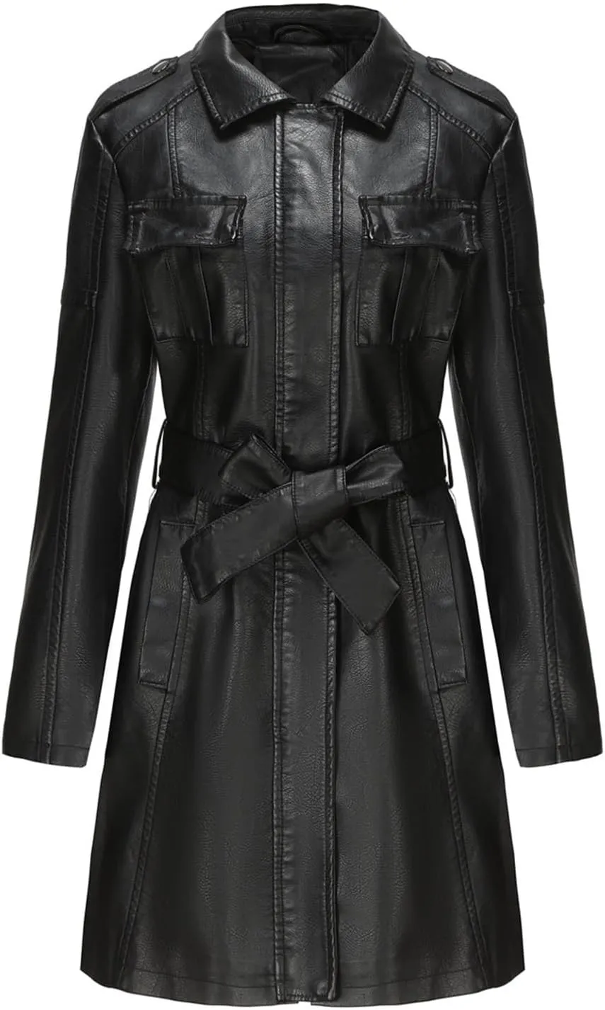Women's Faux Leather Jackets, Zip up Moto Biker Coat, Short PU Motorcycle Outwear