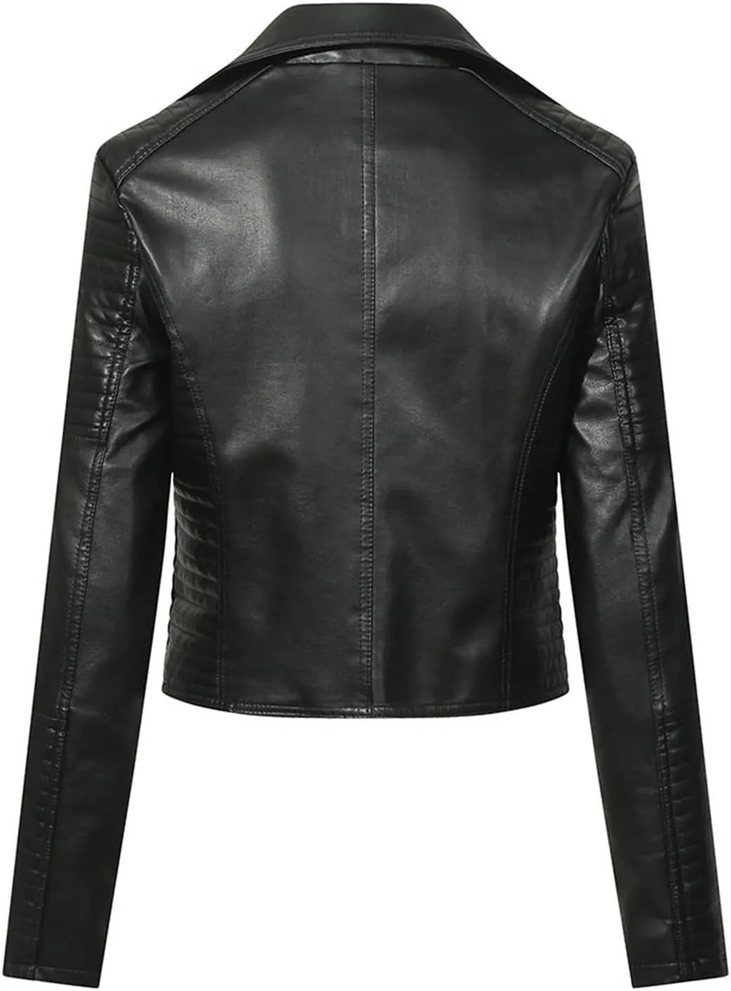 Women's Faux Leather Moto Jacket Belted Cropped Motorcycle Open Front Cardigan PU Biker Y2K Streetwear Outwear Coat