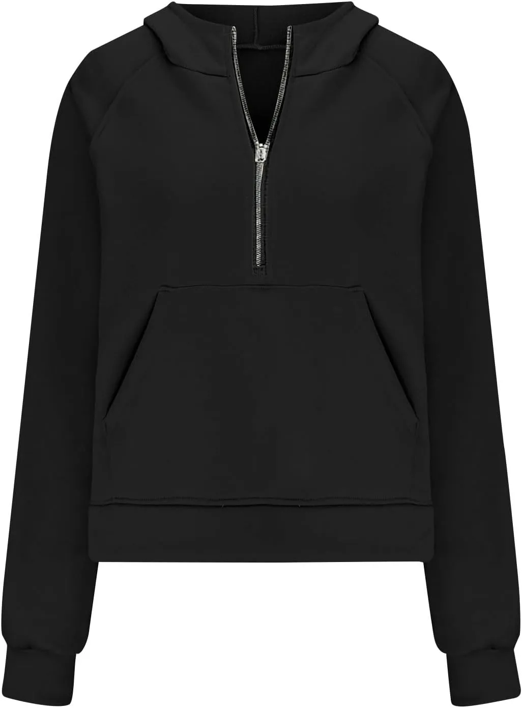 Womens Fleece Lined Oversized Sweatshirts Half Zip Cropped Hoodies Pullover Long Sleeve Crop Tops Sweater with Pocket