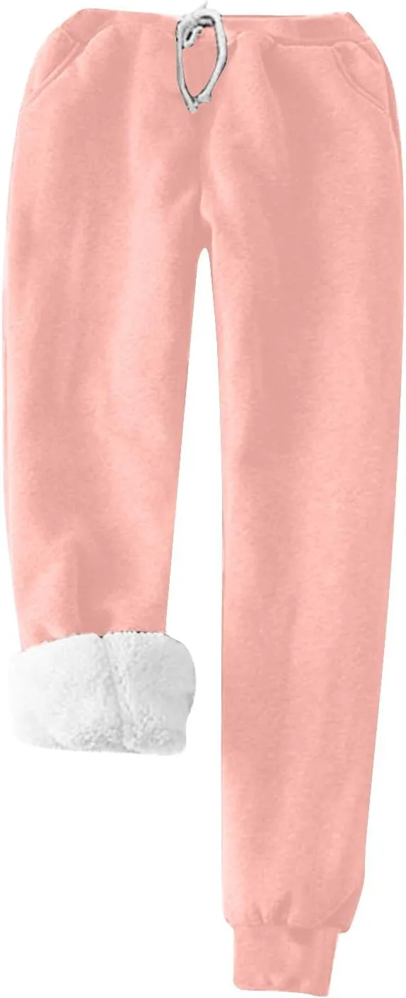 Women's Fleece Lounge Set Long Sleeve Sherpa Lined Pullover Tops and Plush Pants 2 Piece Outfits Warm Pajamas Sets