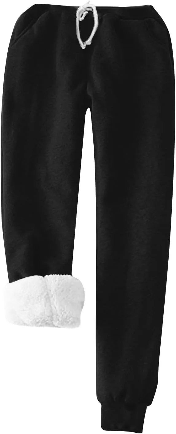 Women's Fleece Lounge Set Long Sleeve Sherpa Lined Pullover Tops and Plush Pants 2 Piece Outfits Warm Pajamas Sets