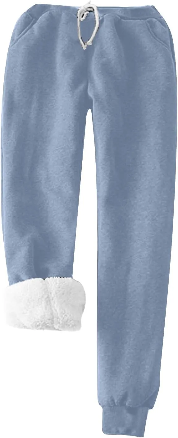 Women's Fleece Lounge Set Long Sleeve Sherpa Lined Pullover Tops and Plush Pants 2 Piece Outfits Warm Pajamas Sets