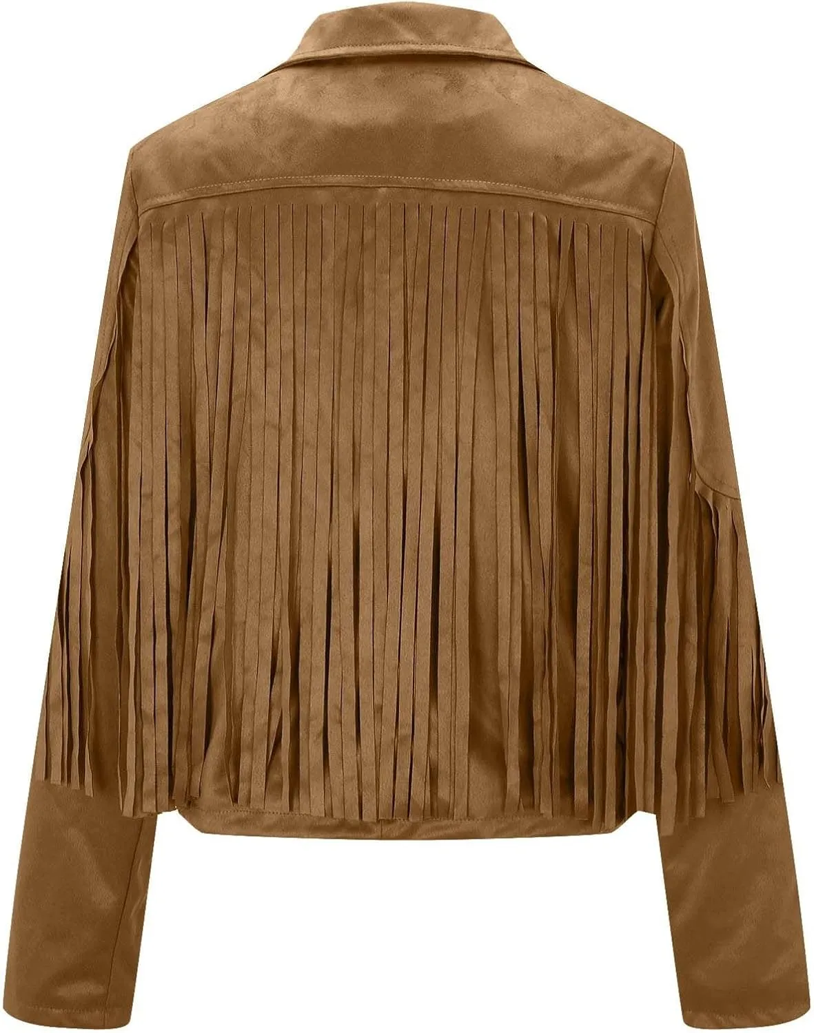 Women's Fringe Jackets Suede Tassel Jacket Crop Moto Biker Jackets Open Front Tassel Coat Western Cowgitl Outfits