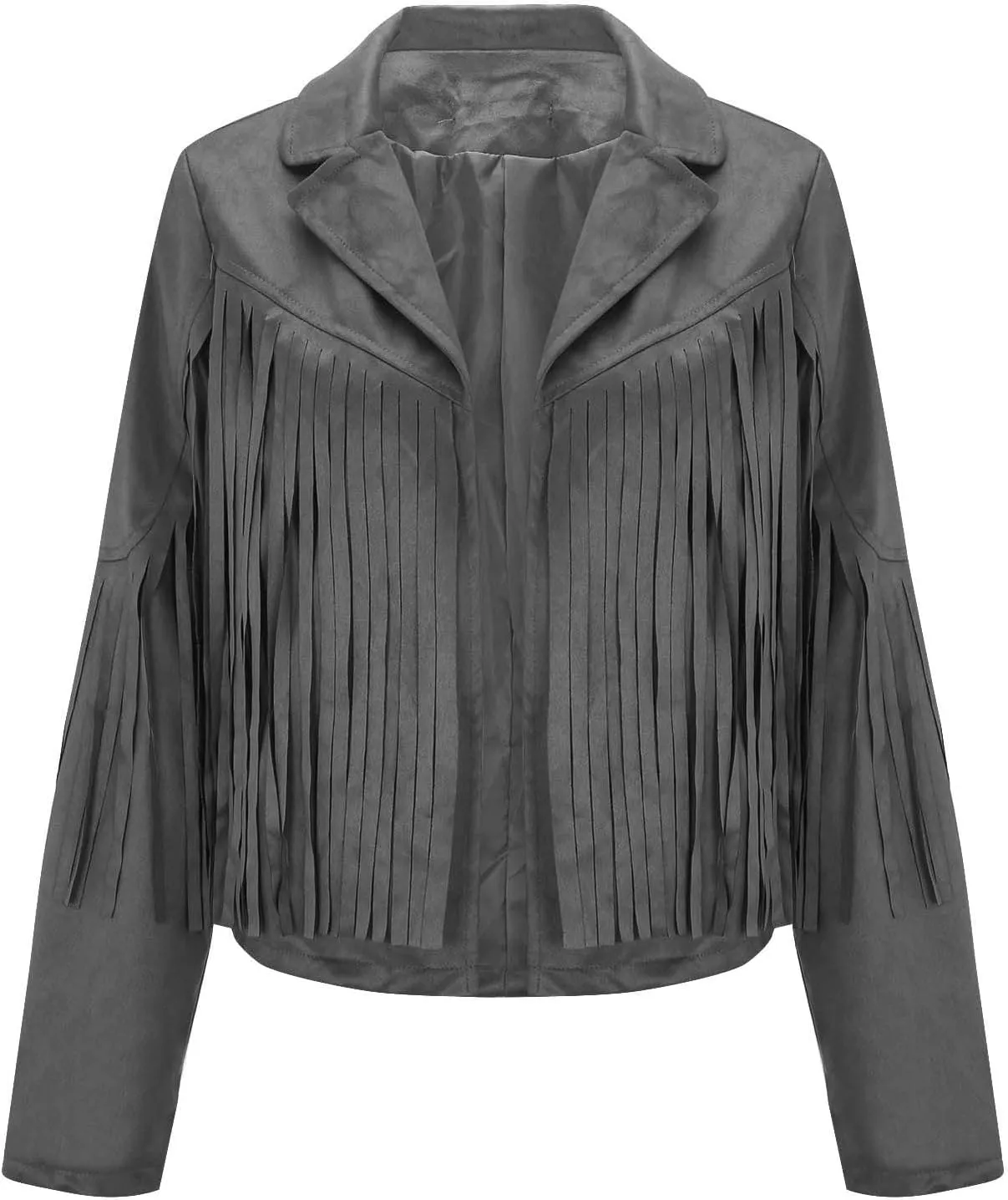 Women's Fringe Jackets Suede Tassel Jacket Crop Moto Biker Jackets Open Front Tassel Coat Western Cowgitl Outfits