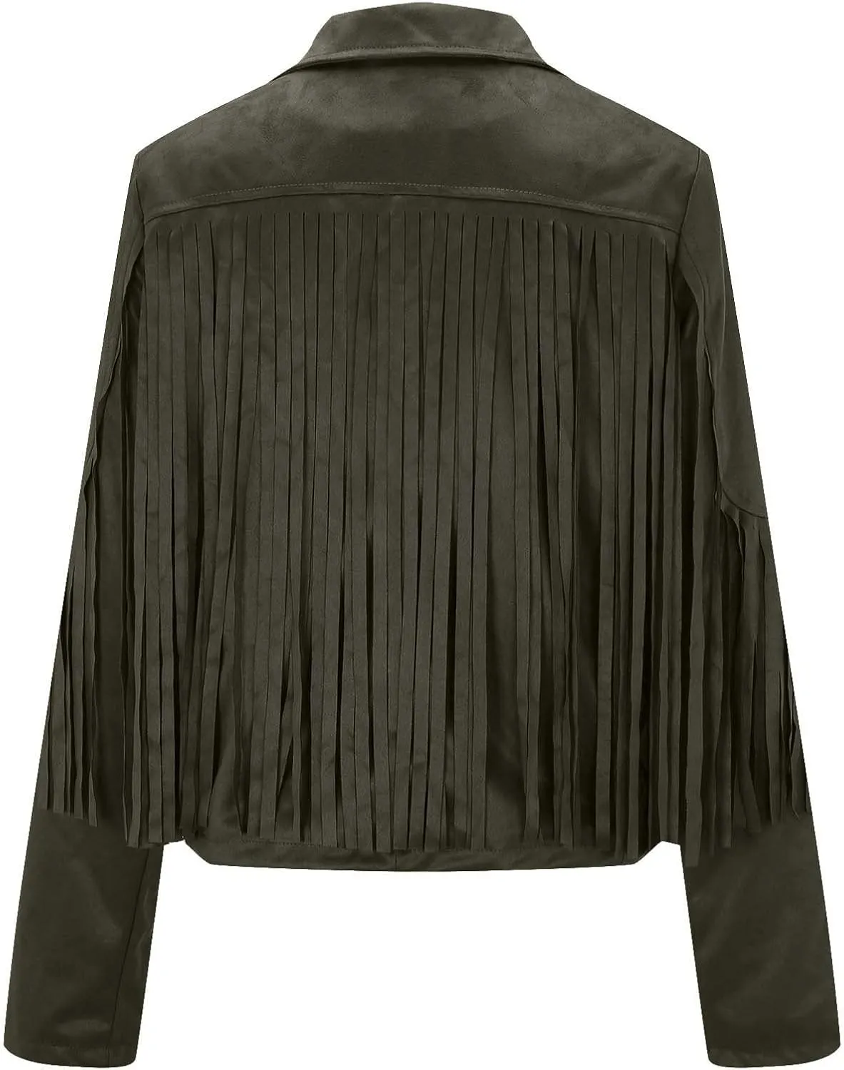 Women's Fringe Jackets Suede Tassel Jacket Crop Moto Biker Jackets Open Front Tassel Coat Western Cowgitl Outfits