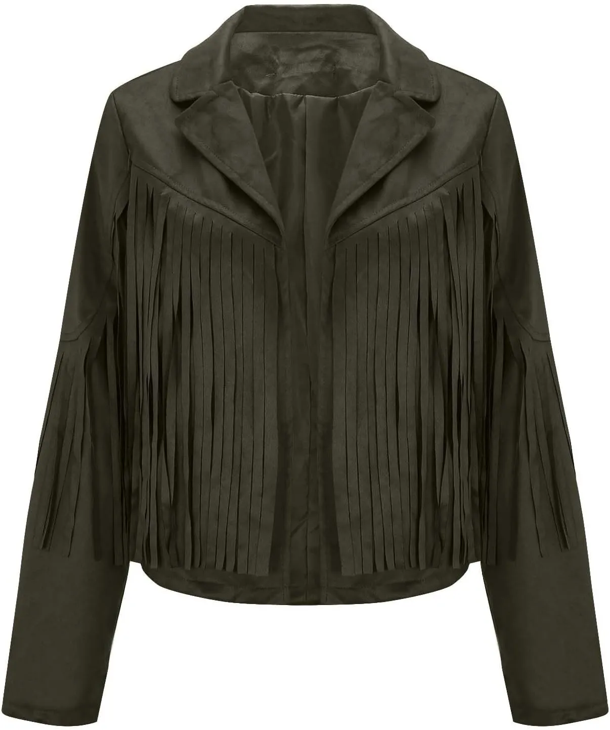 Women's Fringe Jackets Suede Tassel Jacket Crop Moto Biker Jackets Open Front Tassel Coat Western Cowgitl Outfits