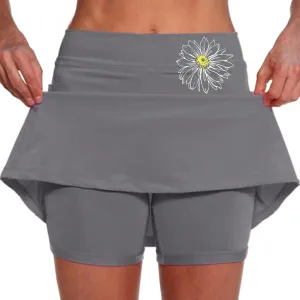 Womens Golf Skorts with Pockets Plus Size High Waist Tennis Skirt with Shorts Underneath Tummy Control Mini Skirts