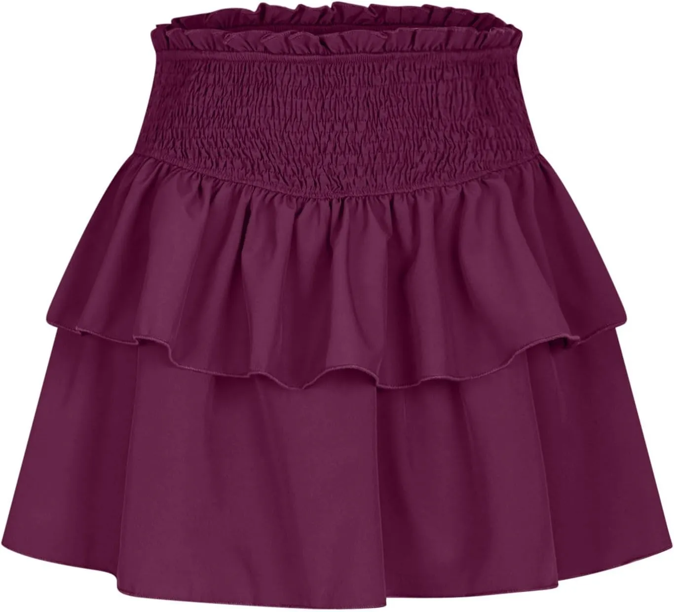 Women's High Waisted Active Short Skirts Layered Ruffle Pleated Stretch Waist Gym Workout Mini Skirt