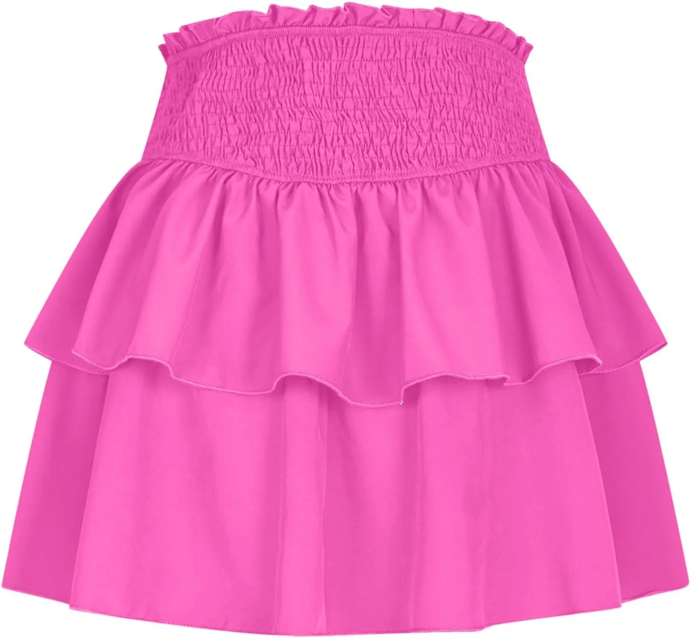 Women's High Waisted Active Short Skirts Layered Ruffle Pleated Stretch Waist Gym Workout Mini Skirt