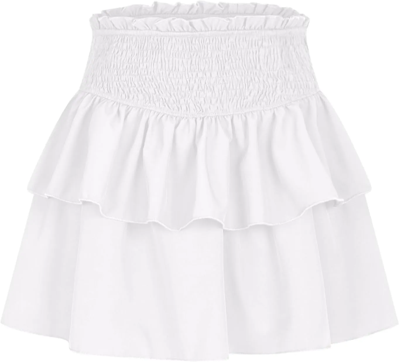 Women's High Waisted Active Short Skirts Layered Ruffle Pleated Stretch Waist Gym Workout Mini Skirt