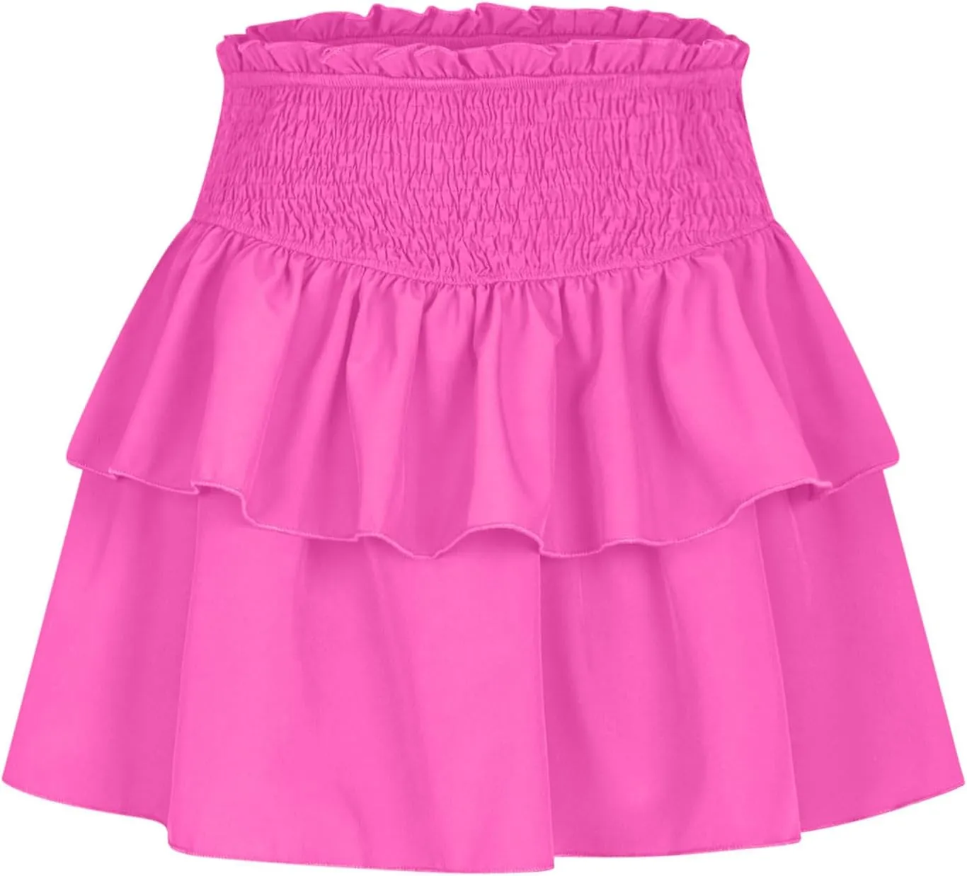 Women's High Waisted Active Short Skirts Layered Ruffle Pleated Stretch Waist Gym Workout Mini Skirt
