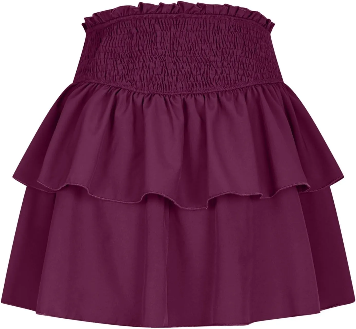 Women's High Waisted Active Short Skirts Layered Ruffle Pleated Stretch Waist Gym Workout Mini Skirt