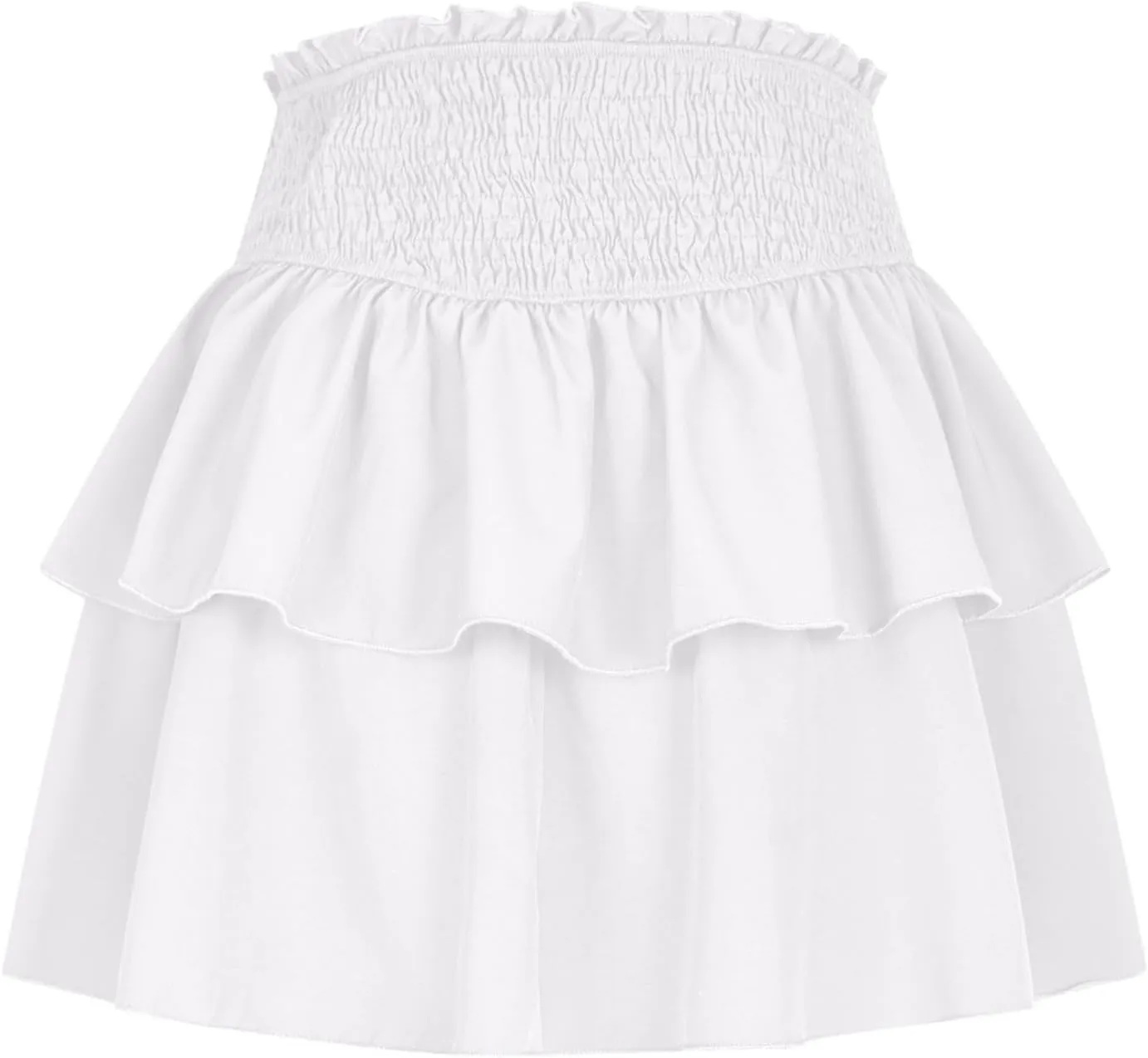 Women's High Waisted Active Short Skirts Layered Ruffle Pleated Stretch Waist Gym Workout Mini Skirt