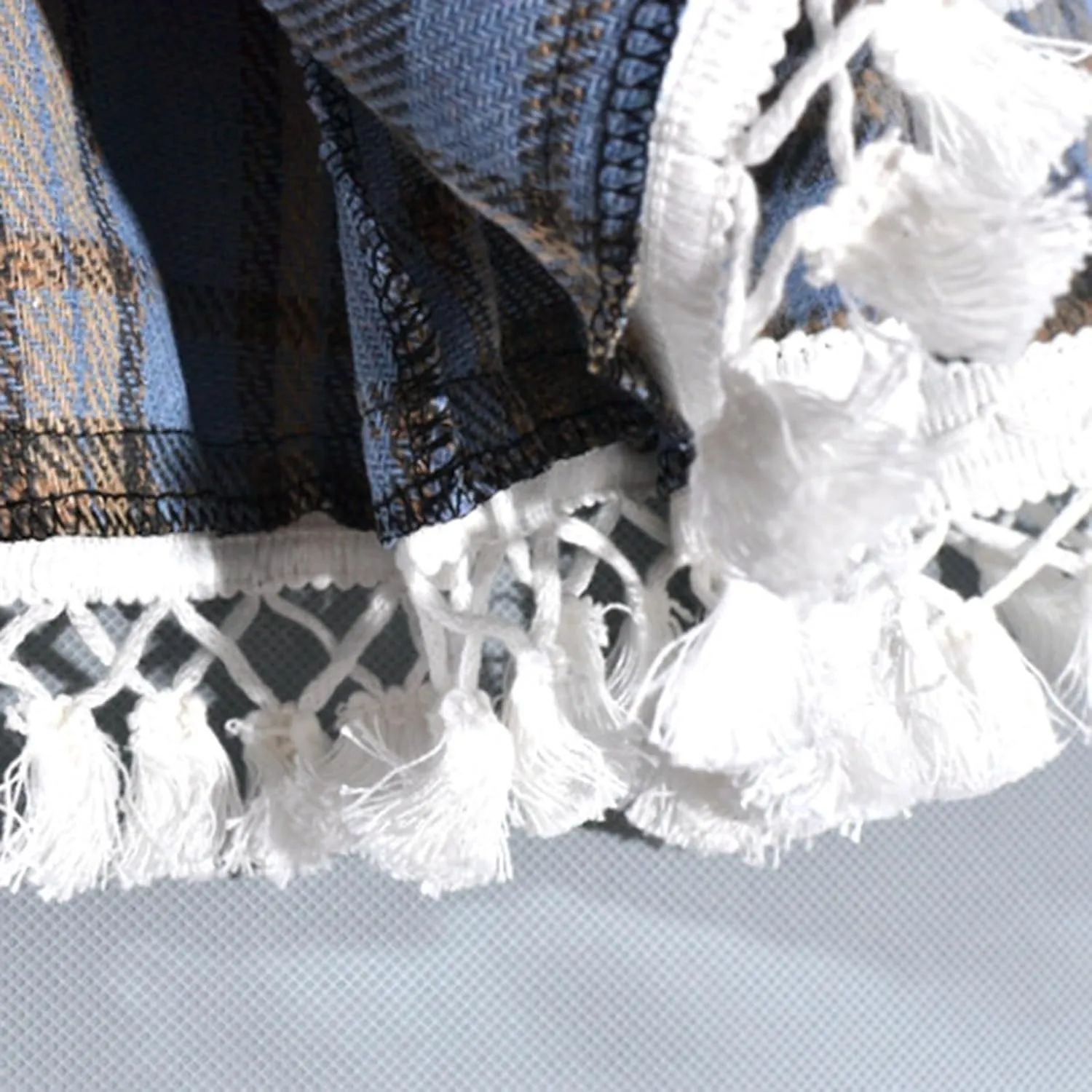 Women's Lace Trim Plaid Skirt Vintage Wool Blend Tiered Elastic Waist A-Line Skirts Casual Ruffle Swing Mini Skirts