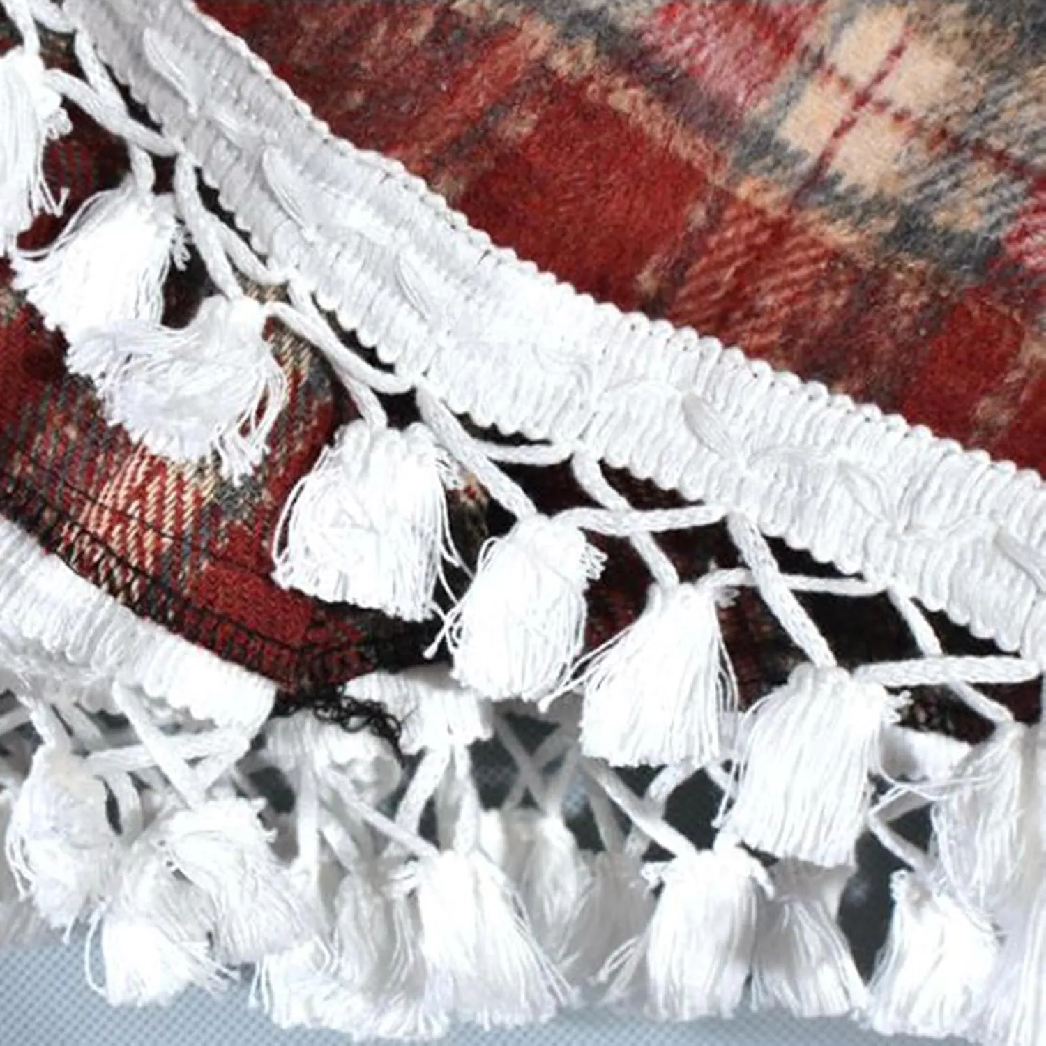 Women's Lace Trim Plaid Skirt Vintage Wool Blend Tiered Elastic Waist A-Line Skirts Casual Ruffle Swing Mini Skirts