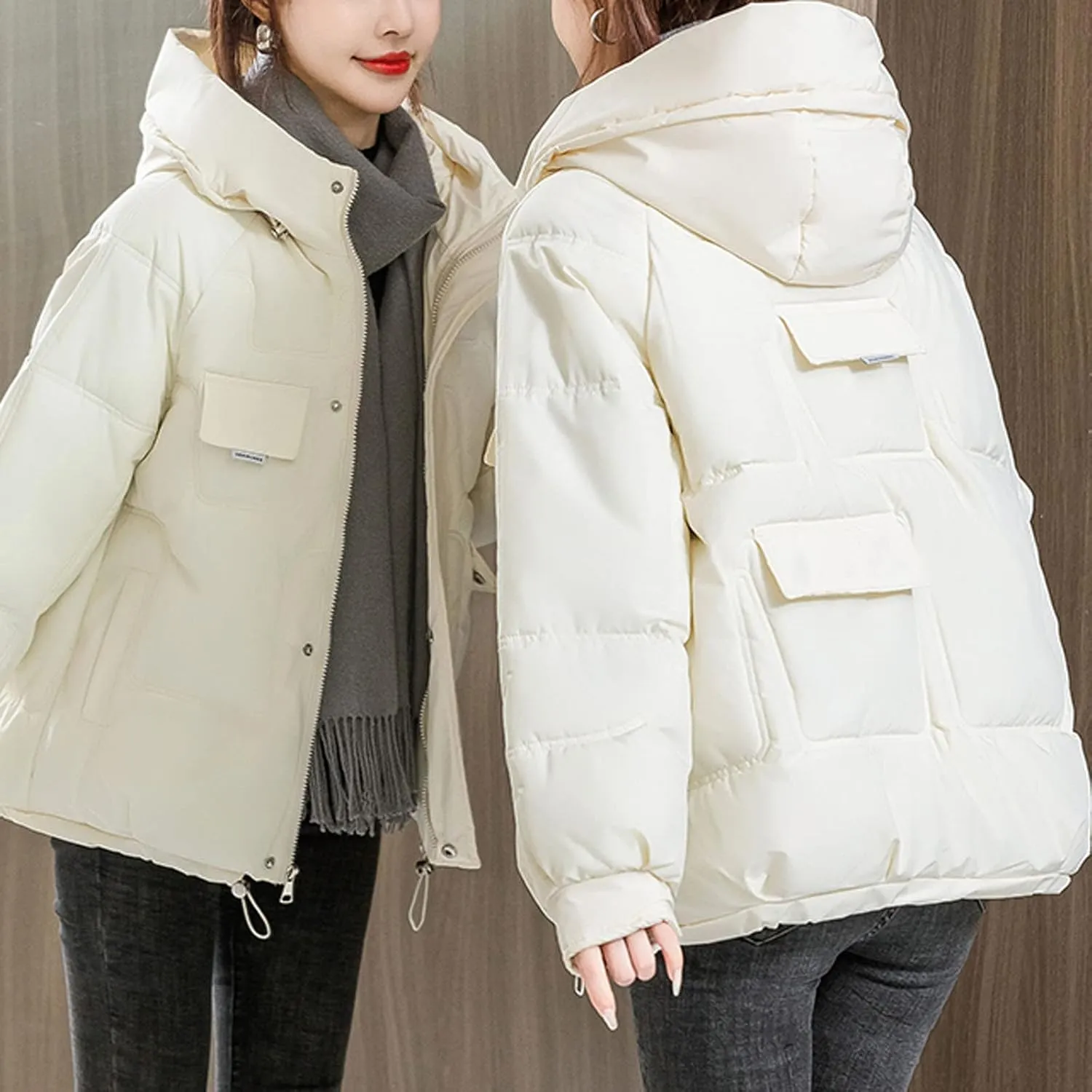 Womens Lightweight Packable Down Puffer Jacket With Hood Plus Size Waterproof Winter Quilted Zip Up Casual Padded Coat