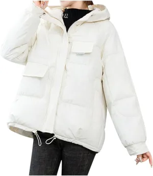 Womens Lightweight Packable Down Puffer Jacket With Hood Plus Size Waterproof Winter Quilted Zip Up Casual Padded Coat