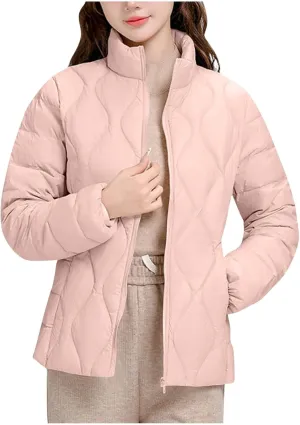Women's Lightweight Quilted Jacket Casual Packable Open Front Down Puffer Jackets Zip Up Winter Coat Outwear Cardigan