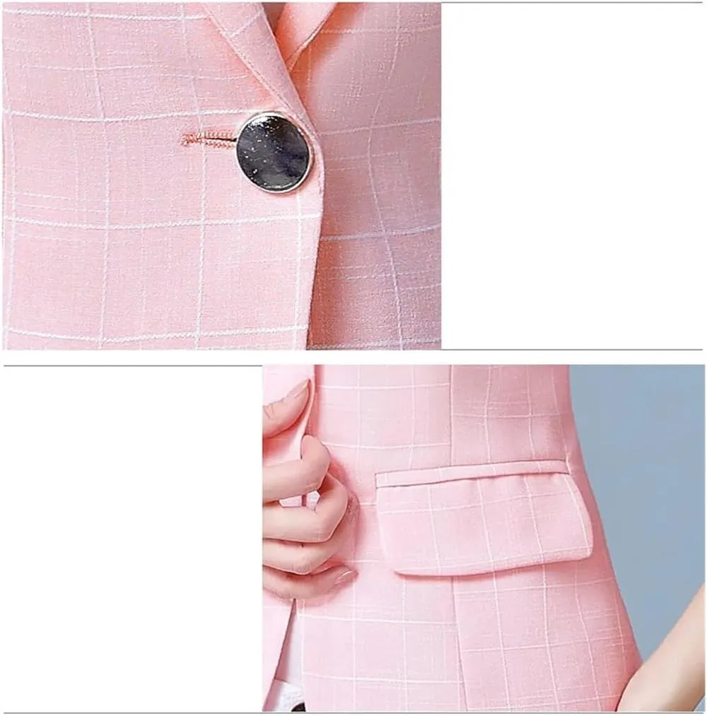 Women's Linen Cotton Blazer Coat Single Button Suit Jackets 3/4 Sleeve Spring Summer Office Elegant Outerwear
