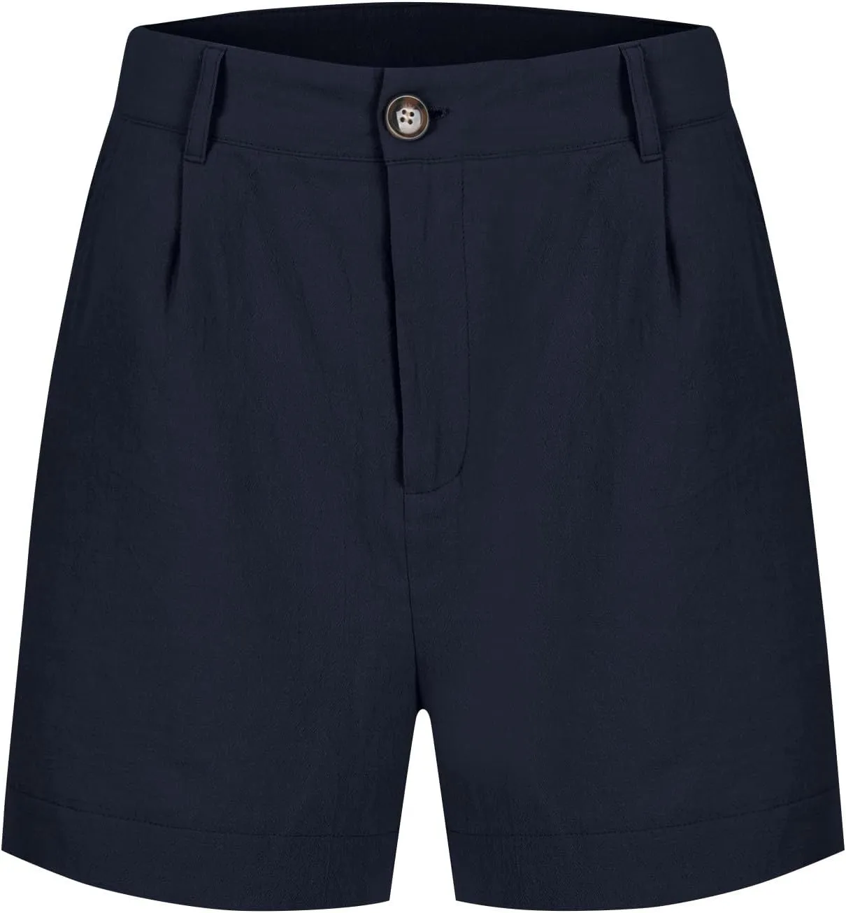 Womens Linen Shorts Summer Business Casual Button High Waisted Shorts Baggy Wide Leg Lounge Chino Shorts with Pockets