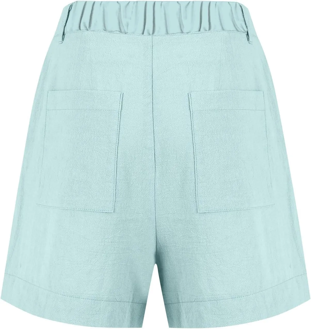 Womens Linen Shorts Summer Business Casual Button High Waisted Shorts Baggy Wide Leg Lounge Chino Shorts with Pockets