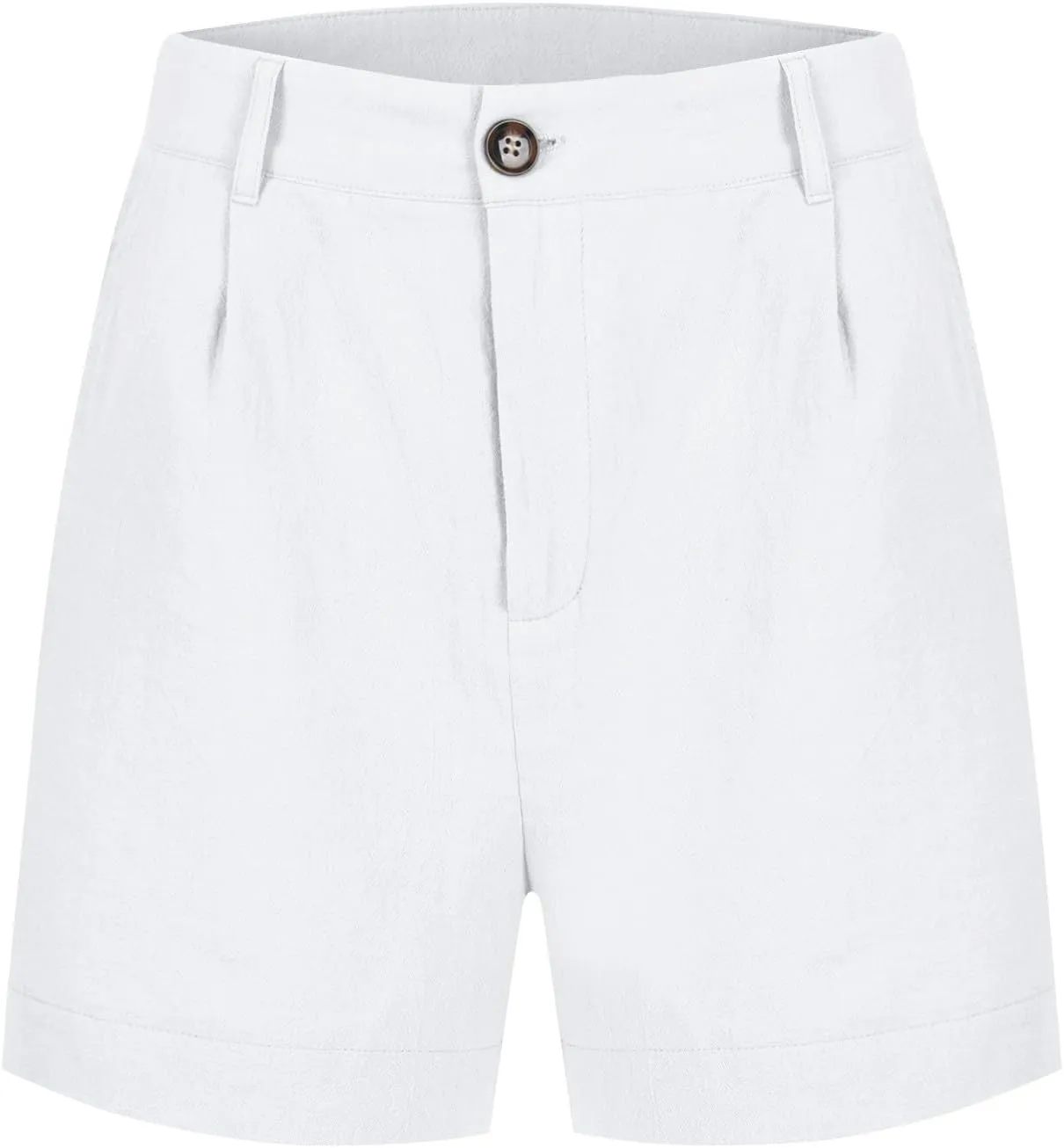 Womens Linen Shorts Summer Business Casual Button High Waisted Shorts Baggy Wide Leg Lounge Chino Shorts with Pockets