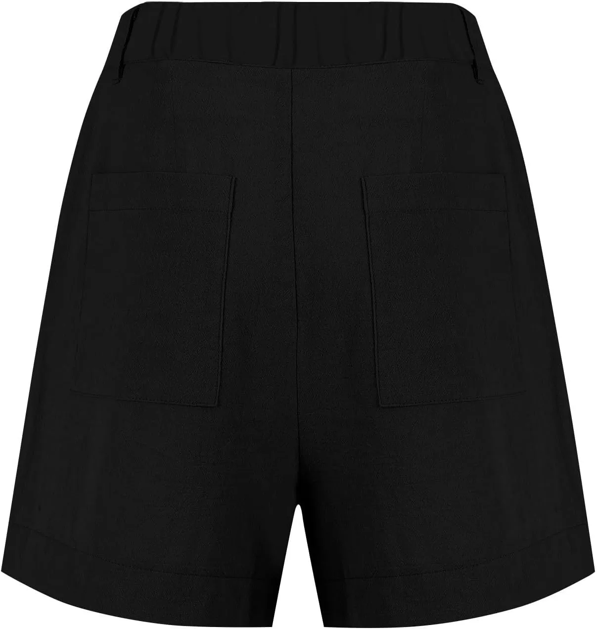 Womens Linen Shorts Summer Business Casual Button High Waisted Shorts Baggy Wide Leg Lounge Chino Shorts with Pockets
