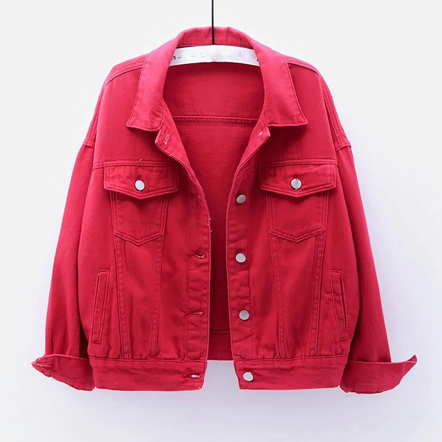 Womens Long Sleeve Denim Jackets Button Down Cropped Trucker Jean Jackets Coats Fashion Y2k Outerwear Fall Outfits