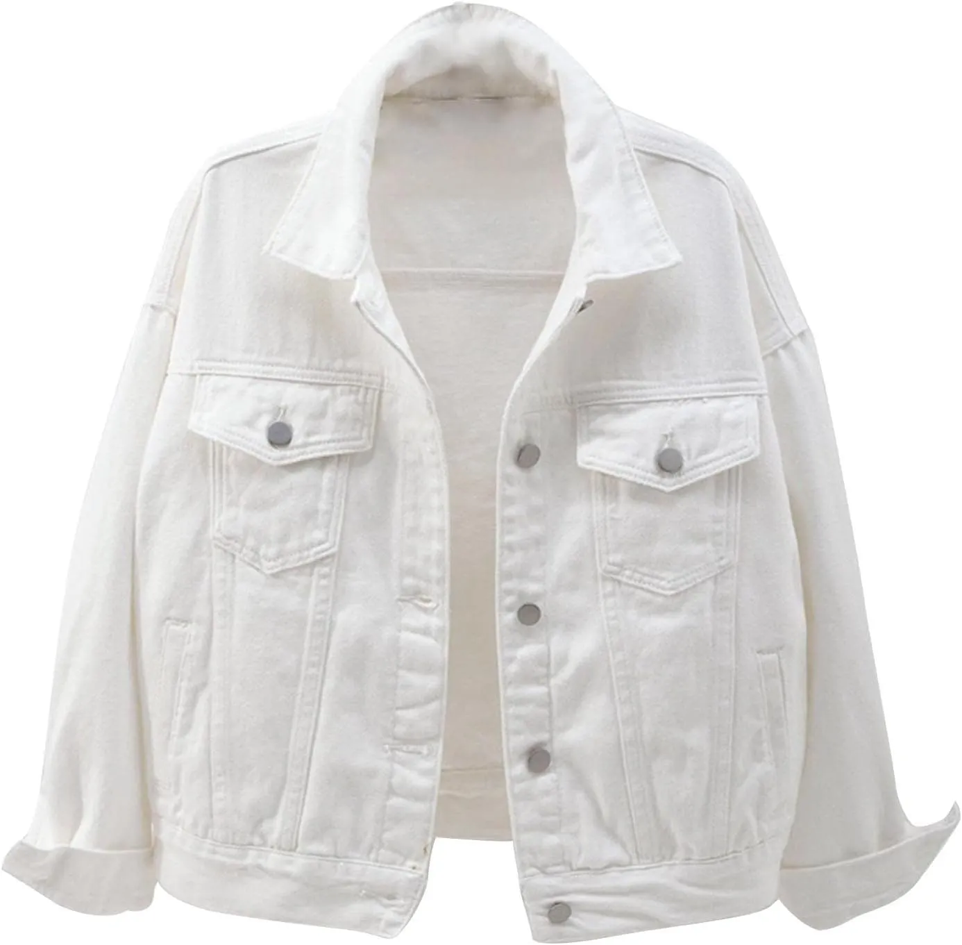Womens Long Sleeve Denim Jackets Button Down Cropped Trucker Jean Jackets Coats Fashion Y2k Outerwear Fall Outfits