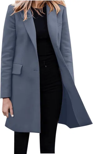 Womens Long Winter Wool Coats Womens Casual Long Trench Coats Fashion Black Jackets for Women 2024 Elegant Peacoat