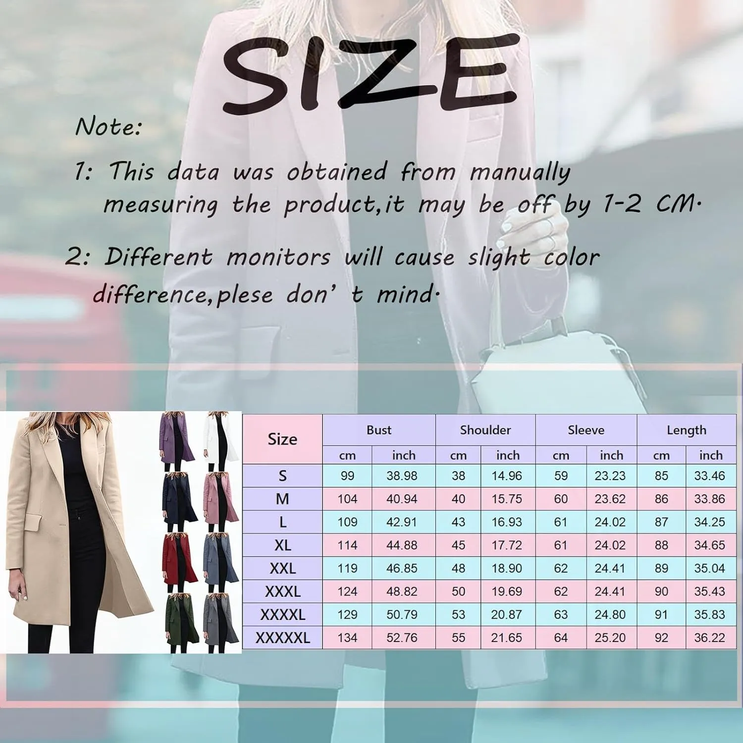 Womens Long Winter Wool Coats Womens Casual Long Trench Coats Fashion Black Jackets for Women 2024 Elegant Peacoat