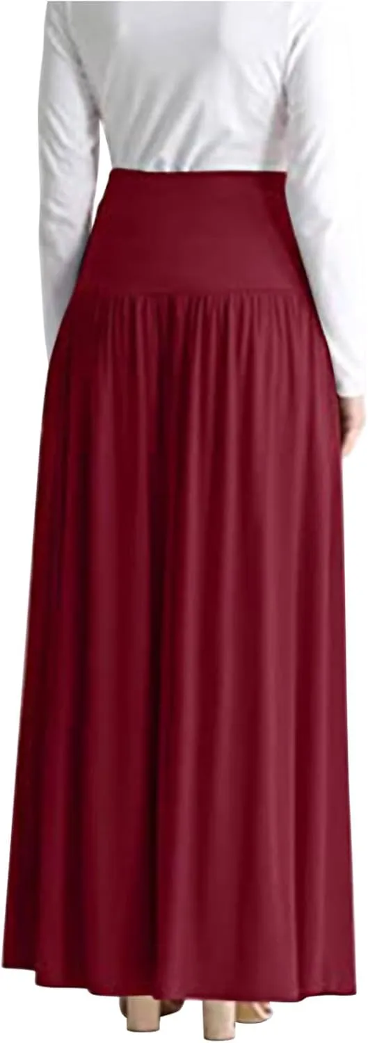 Womens Maxi Skirts High Waisted Solid Color Swing Skirt Dark Style Irregular Skirt Trendy Long Skirts with Pockets