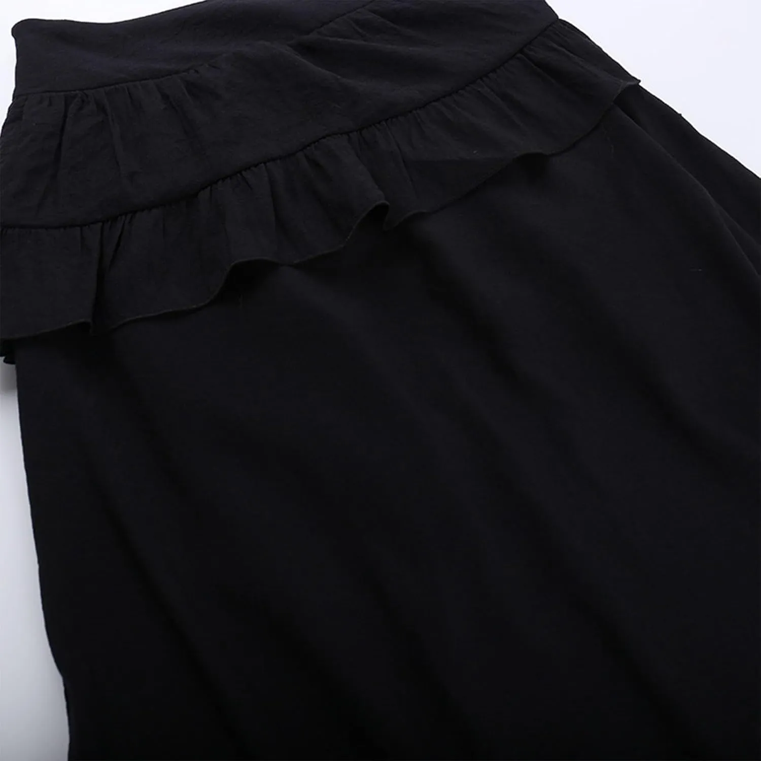 Womens Maxi Skirts High Waisted Solid Color Swing Skirt Dark Style Irregular Skirt Trendy Long Skirts with Pockets